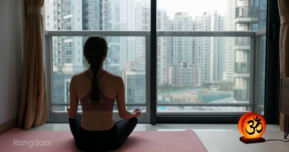 Woman do yoga at home